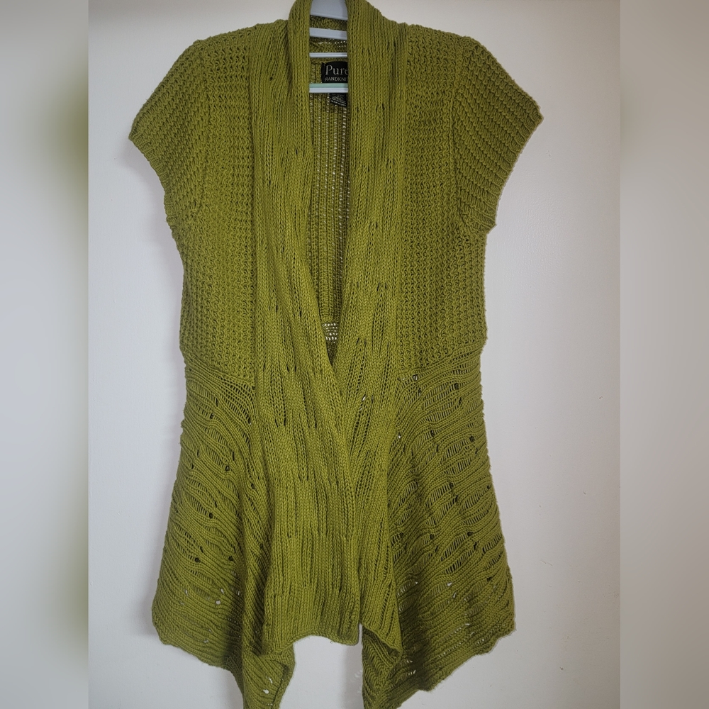 Green open front cardi